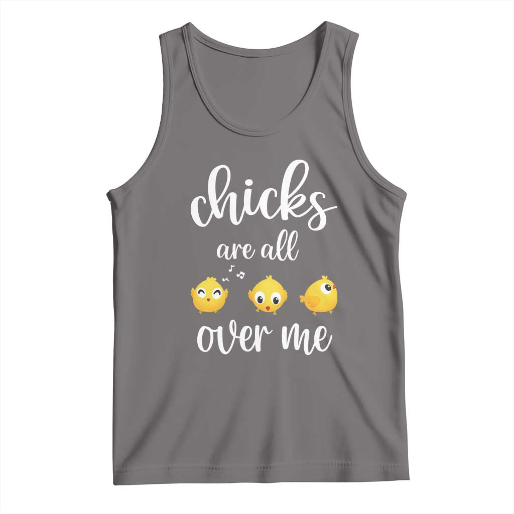 Chicks Are All Over Me Tank Top Funny Easter Kids TS14 Deep Heather Print Your Wear