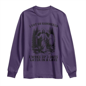 Christian Easter Jesus Long Sleeve Shirt I Got So Hammered Woke Up 3 Days TS14 Purple Print Your Wear