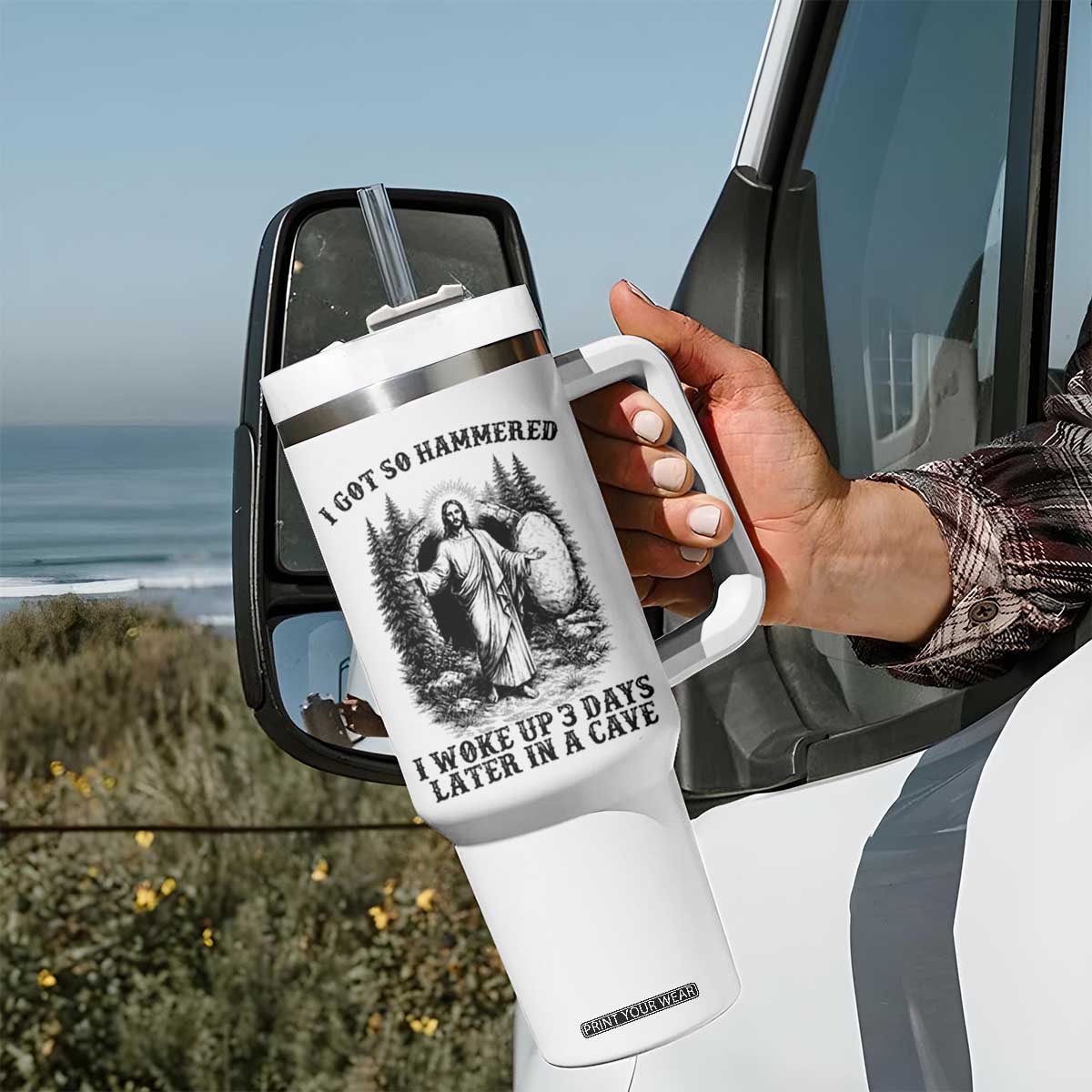 Christian Easter Jesus Tumbler With Handle I Got So Hammered Woke Up 3 Days TS14 Print Your Wear
