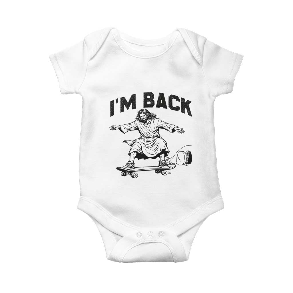Christian Easter Baby Onesie Funny Skateboard Jesus I am Back TS14 White Print Your Wear