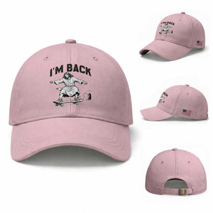 Christian Easter Baseball Cap Funny Skateboard Jesus I am Back TS14 Baseball Cap Universal Fit Light Pink Print Your Wear