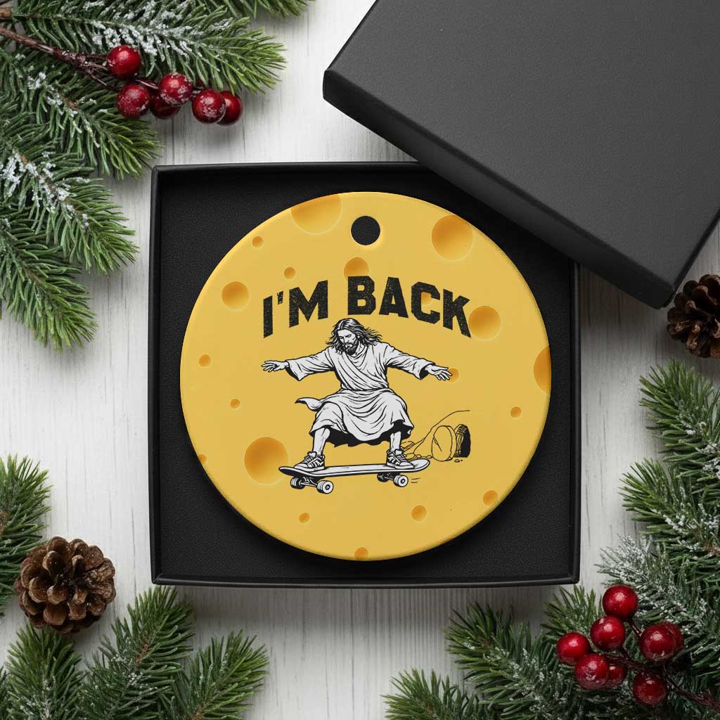 Christian Easter Ceramic Ornament Funny Skateboard Jesus I am Back TS14 1pc Yellow Cheese Print Your Wear