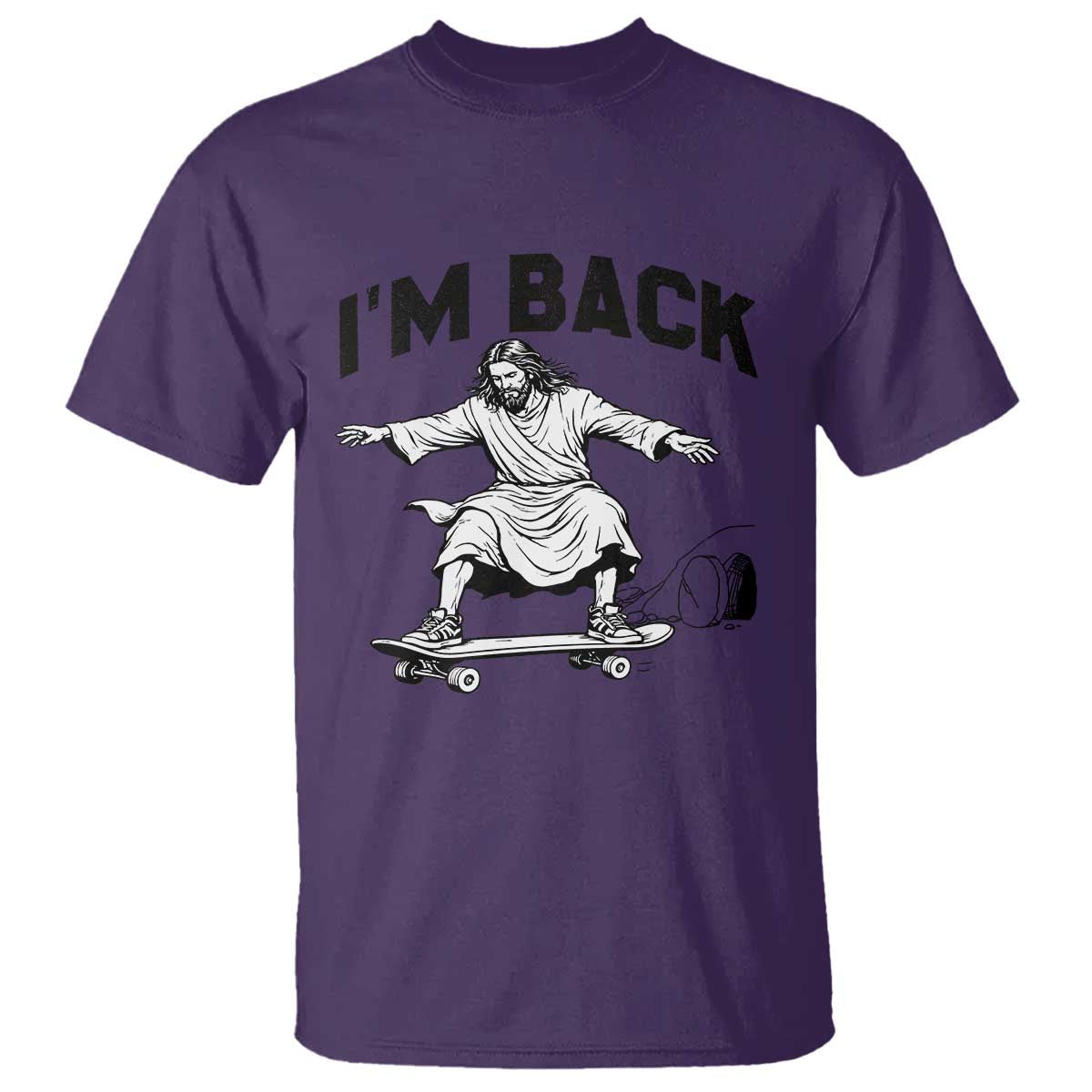 Christian Easter T Shirt Funny Skateboard Jesus I am Back TS14 Purple Print Your Wear