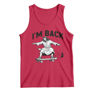 Christian Easter Tank Top Funny Skateboard Jesus I am Back TS14 Red Print Your Wear