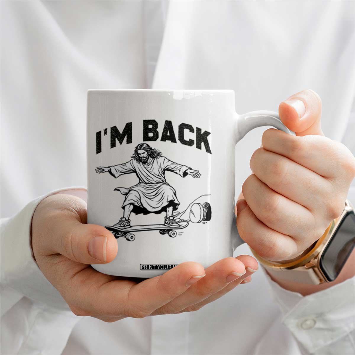 Christian Easter Coffee Mug Funny Skateboard Jesus I am Back TS14 Print Your Wear