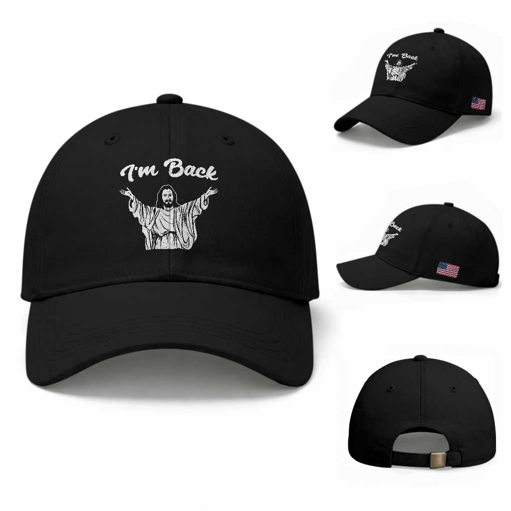 Funny Easter Jesus Meme Baseball Cap I'm Back TS14 Baseball Cap Universal Fit Black Print Your Wear
