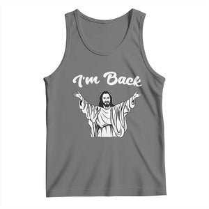 Funny Easter Jesus Meme Tank Top I'm Back TS14 Black Heather Print Your Wear