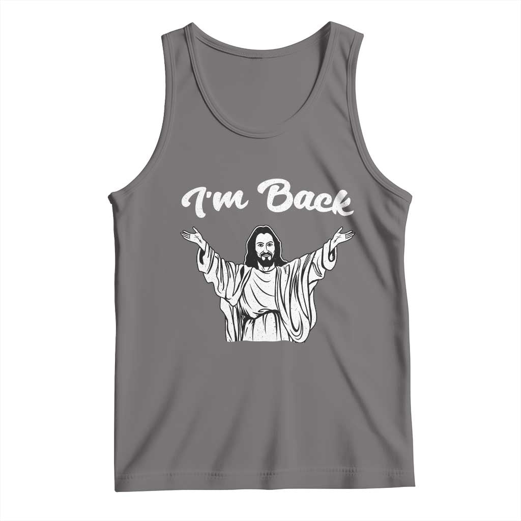 Funny Easter Jesus Meme Tank Top I'm Back TS14 Deep Heather Print Your Wear