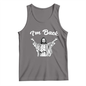 Funny Easter Jesus Meme Tank Top I'm Back TS14 Deep Heather Print Your Wear
