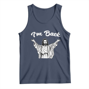 Funny Easter Jesus Meme Tank Top I'm Back TS14 Navy Print Your Wear