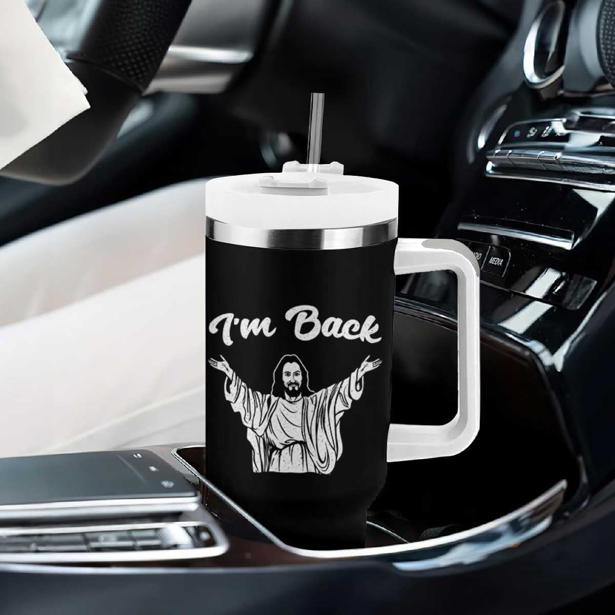 Funny Easter Jesus Meme Tumbler With Handle I'm Back TS14 Print Your Wear