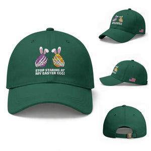Stop Staring at My Easter Eggs Baseball Cap Funny Skeleton Bunny Easter TS14 Baseball Cap Universal Fit Irish Green Print Your Wear