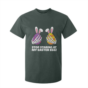 Stop Staring at My Easter Eggs T Shirt For Kid Funny Skeleton Bunny Easter TS14 Dark Forest Green Print Your Wear