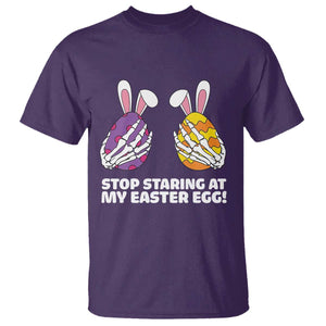 Stop Staring at My Easter Eggs T Shirt Funny Skeleton Bunny Easter TS14 Purple Print Your Wear