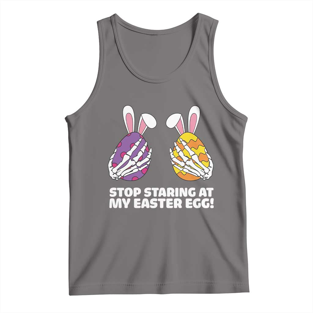 Stop Staring at My Easter Eggs Tank Top Funny Skeleton Bunny Easter TS14 Deep Heather Print Your Wear
