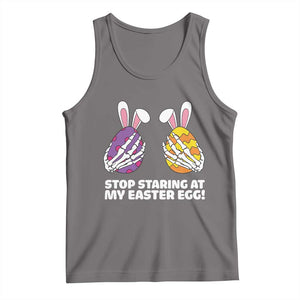 Stop Staring at My Easter Eggs Tank Top Funny Skeleton Bunny Easter TS14 Deep Heather Print Your Wear