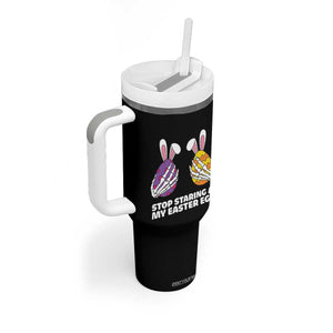 Stop Staring at My Easter Eggs Tumbler With Handle Funny Skeleton Bunny Easter TS14 Print Your Wear