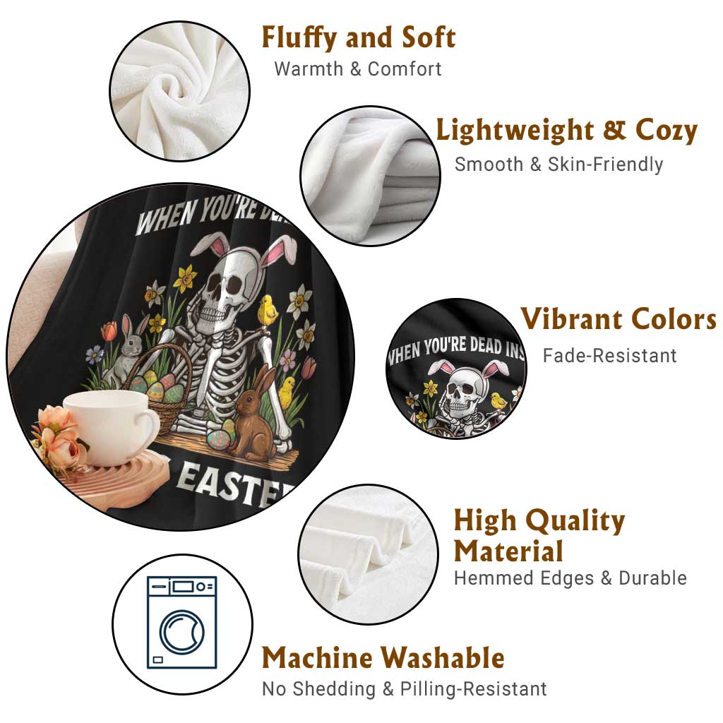 Funny Easter Skeleton Throw Blanket When You're Dead Inside But It's Easter TS14 Print Your Wear