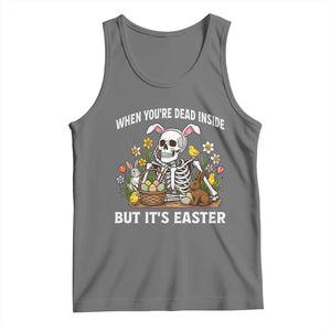 Funny Easter Skeleton Tank Top When You're Dead Inside But It's Easter TS14 Black Heather Print Your Wear