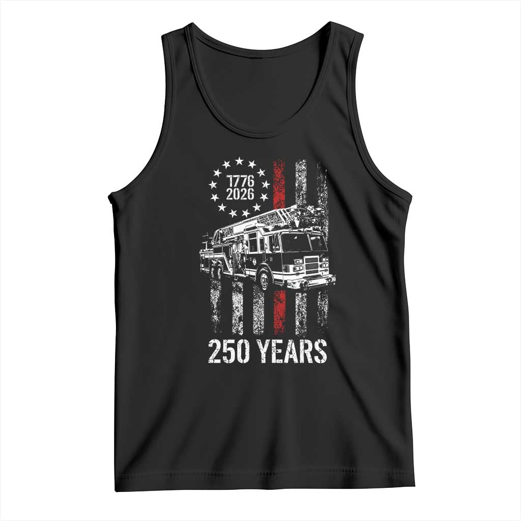 Fireman 250 Years of America Tank Top Fireman American Flag Thin Red Line Firefighter TS14 Black Print Your Wear