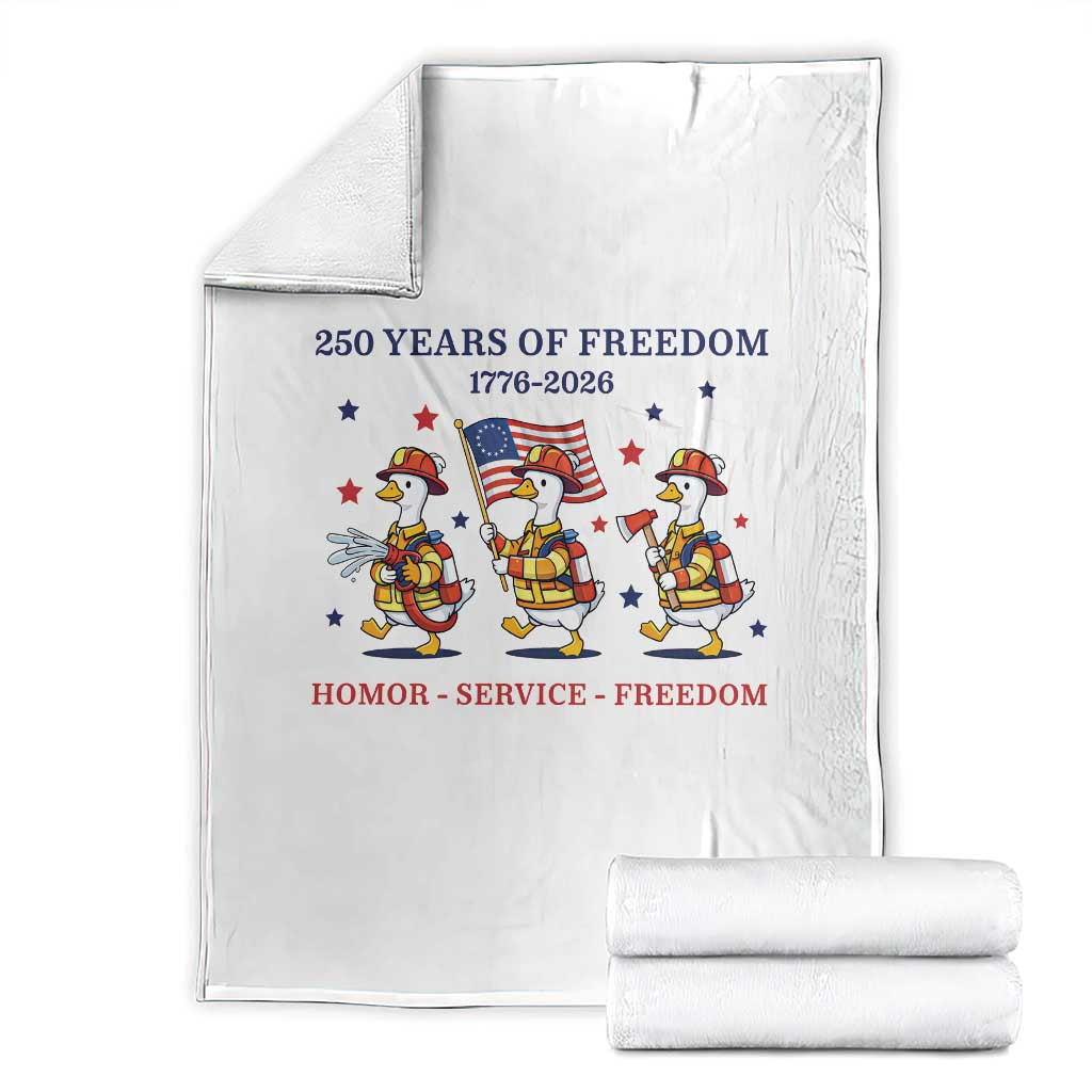 Fireman 250 Years of America Throw Blanket Silly Goose Firefighter Honor Service Freedom TS14 White Print Your Wear
