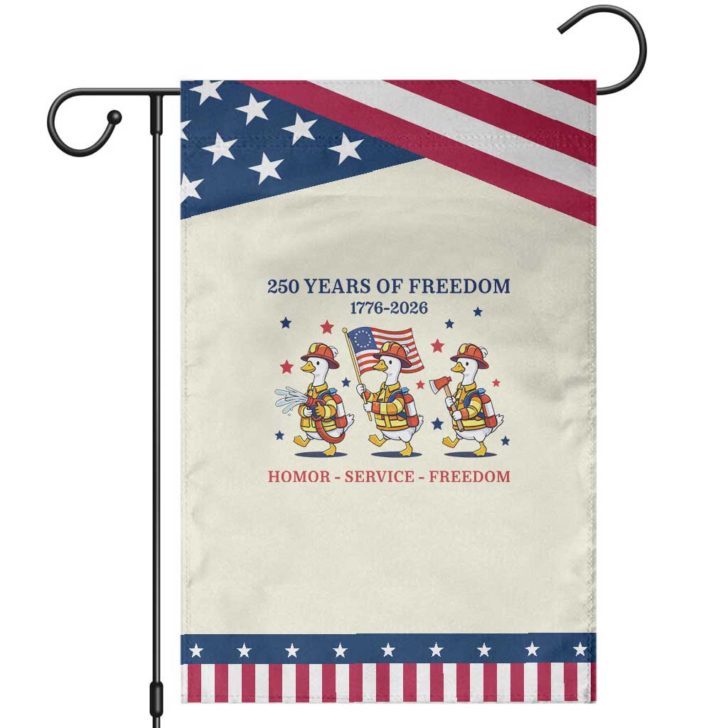 Fireman 250 Years of America Patriotic Garden Flag Silly Goose Firefighter Honor Service Freedom TS14 Modern Beige Blue Print Your Wear