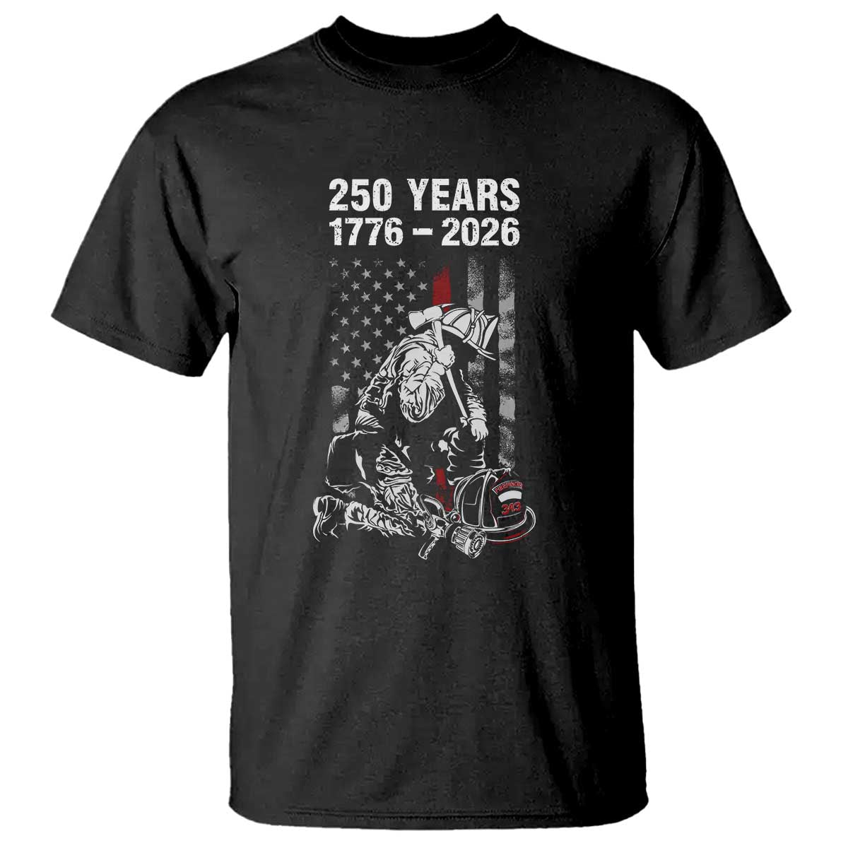 Fireman 250 Years of America T Shirt Firefighter Red US Patriotic 4th Of July TS14 Black Print Your Wear