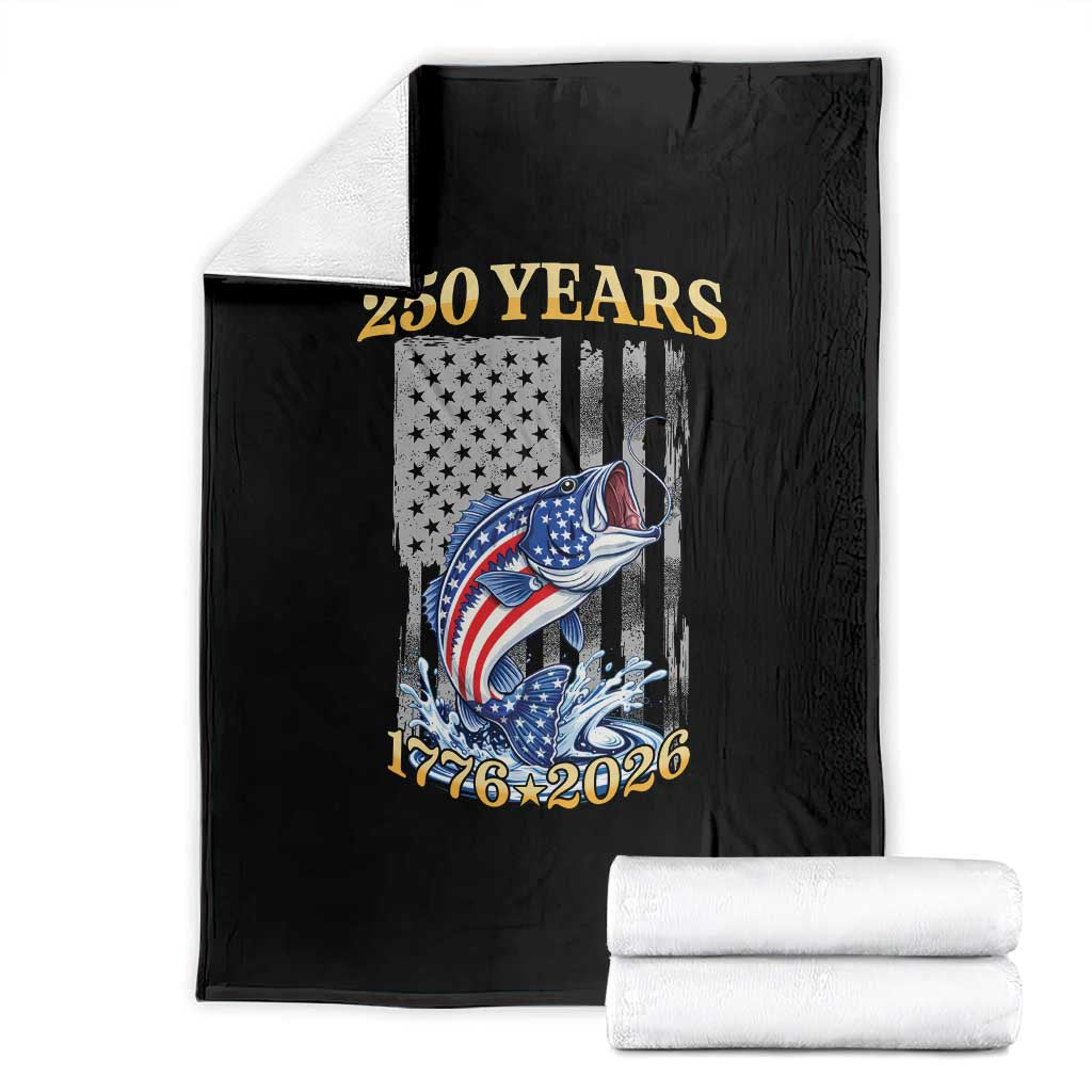 250th Anniversary USA Fishing Throw Blanket Patriotic Fisherman American Flag TS14 Black Print Your Wear