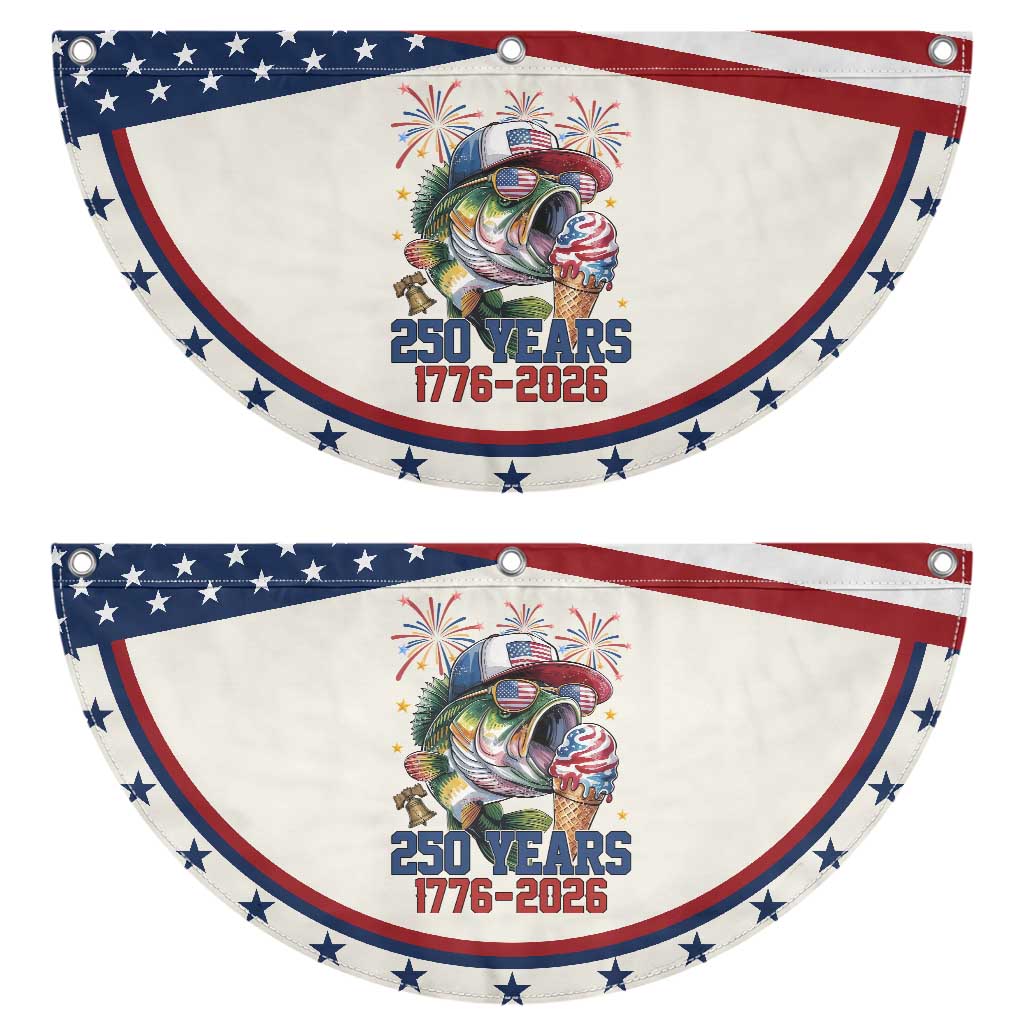 250th Anniversary USA Fishing Patriotic Fan Flag Bass Fish American Flag TS14 2pcs pack Classic Beige Print Your Wear