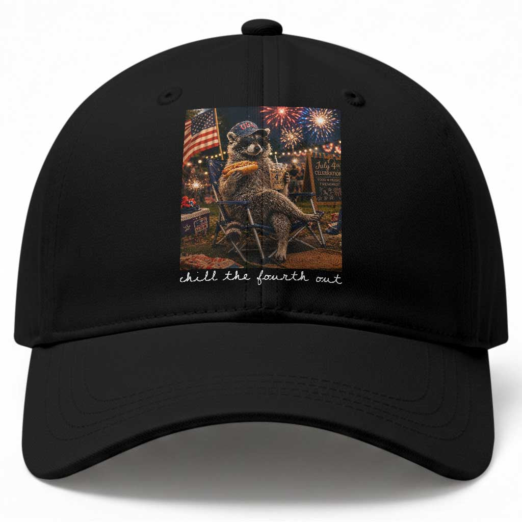 Funny Raccoon 4th of July Baseball Cap Chill The Fourth Out TS14 Print Your Wear