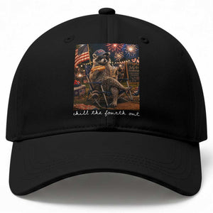 Funny Raccoon 4th of July Baseball Cap Chill The Fourth Out TS14 Print Your Wear