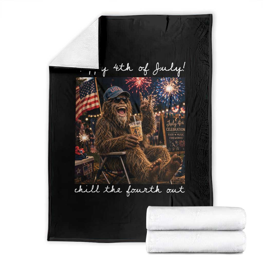 4th of July Bigfoot Throw Blanket Patriotic Sasquatch American Flag Party Festival TS14 Black Print Your Wear