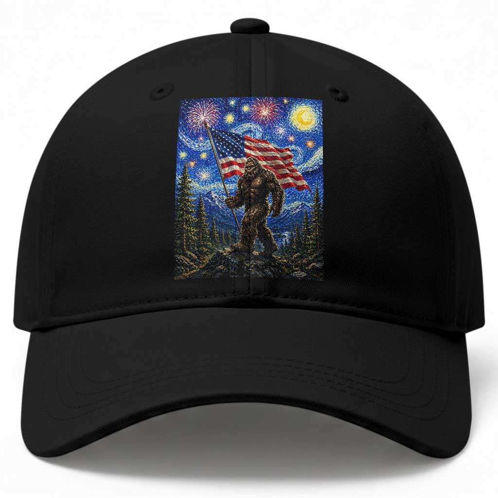 Bigfoot Patriotic 250 Years of Freedom Baseball Cap American USA Flag Stary Night TS14 Print Your Wear