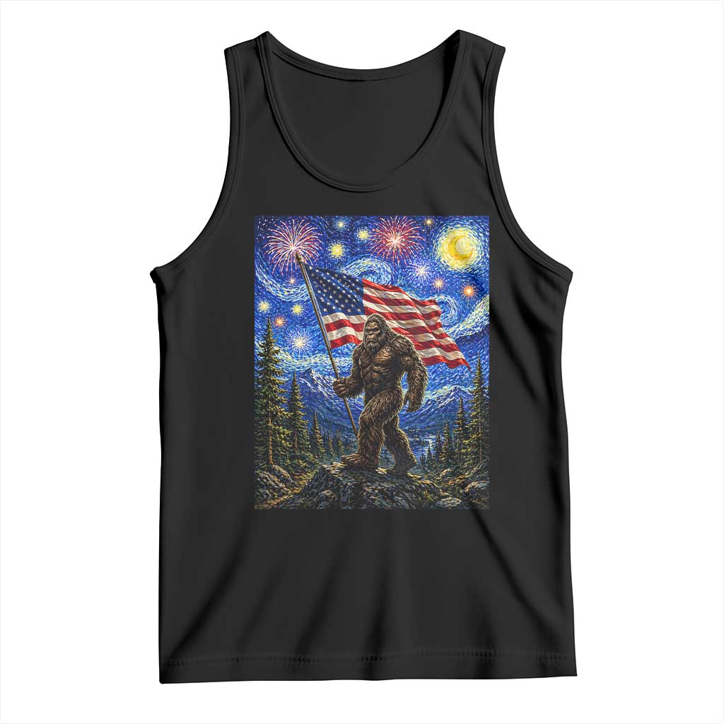 Bigfoot Patriotic 250 Years of Freedom Tank Top American USA Flag Stary Night TS14 Black Print Your Wear