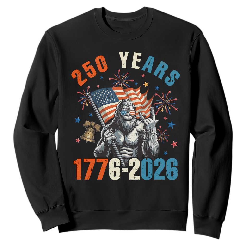 250th Anniversary USA Sweatshirt Bigfoot American Flag Patriotic 4th of July TS14 Black Print Your Wear