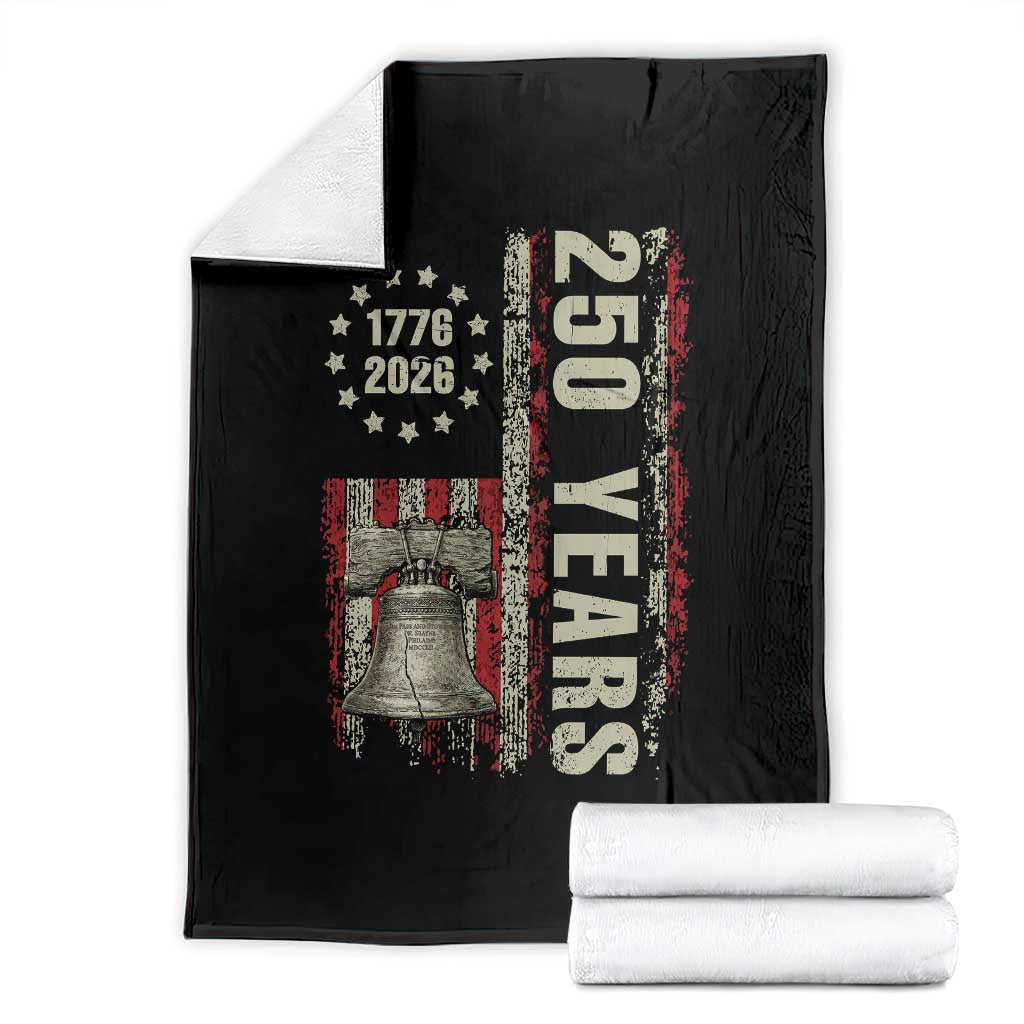 250th Anniversary USA Throw Blanket Patriotic Liberty Bell 1776 2026 American Flag TS14 Black Print Your Wear