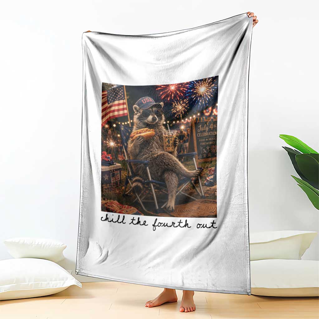 4th of July Raccoon Throw Blanket Chill The Fourth Out TS14 Print Your Wear
