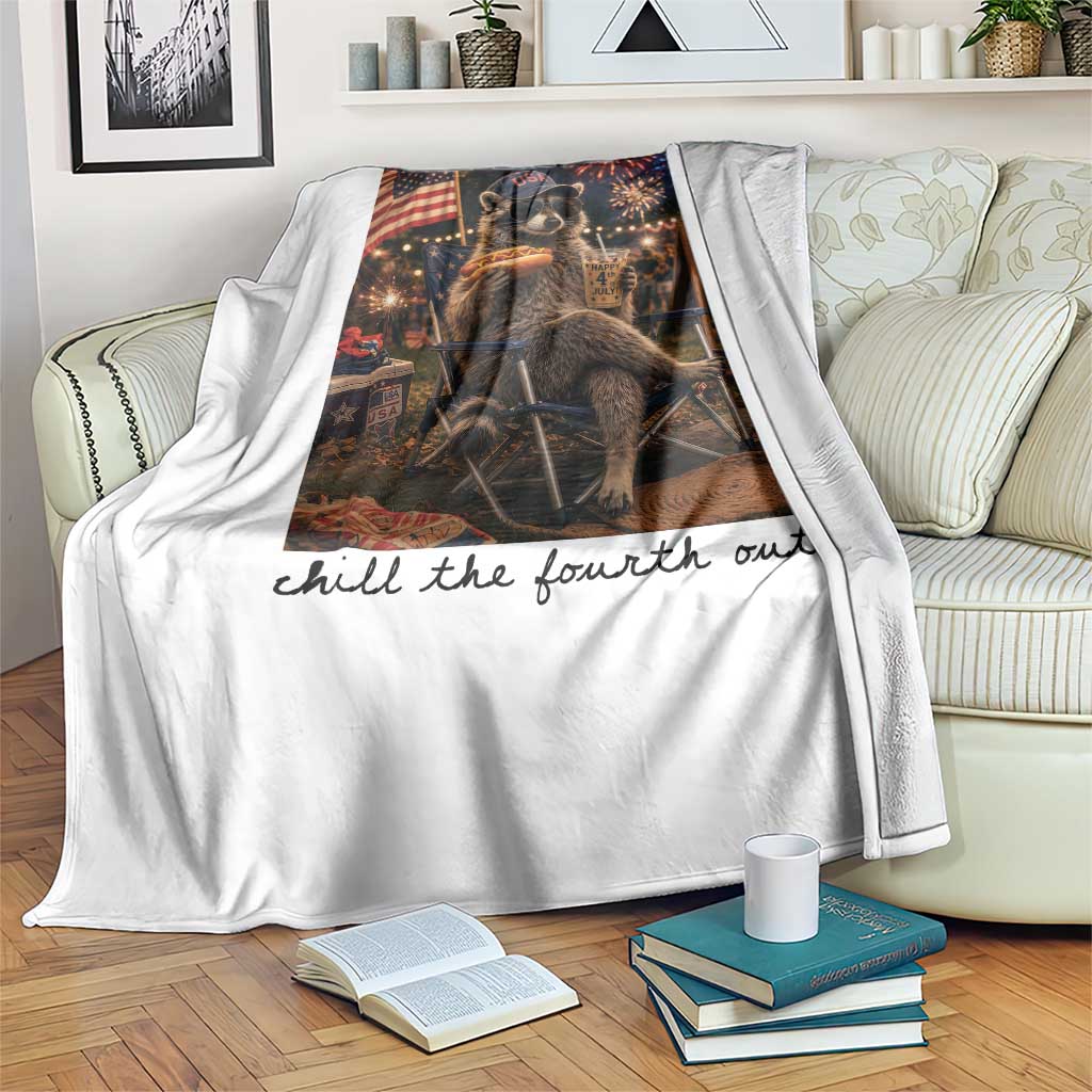 4th of July Raccoon Throw Blanket Chill The Fourth Out TS14 Print Your Wear