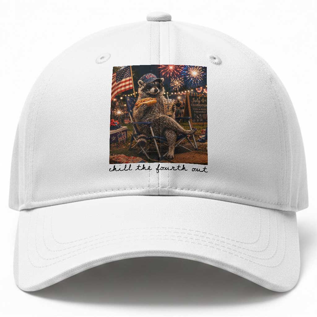 4th of July Raccoon Baseball Cap Chill The Fourth Out TS14 Print Your Wear
