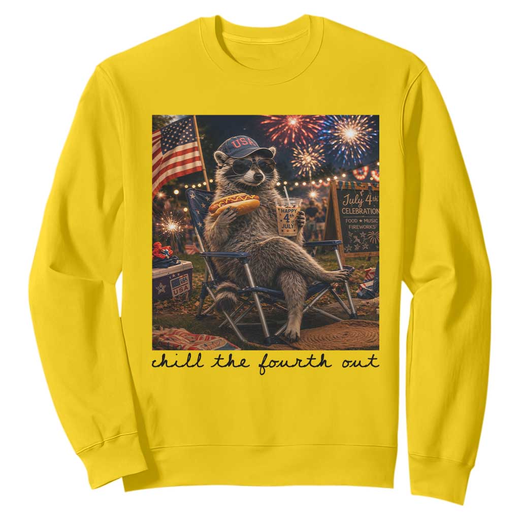 4th of July Raccoon Sweatshirt Chill The Fourth Out TS14 Daisy Print Your Wear