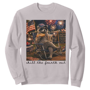 4th of July Raccoon Sweatshirt Chill The Fourth Out TS14 Ice Gray Print Your Wear