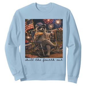 4th of July Raccoon Sweatshirt Chill The Fourth Out TS14 Light Blue Print Your Wear
