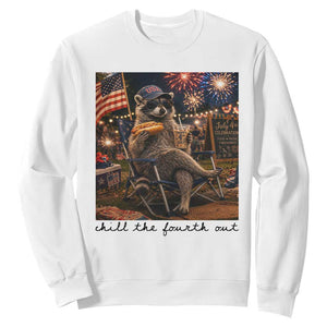 4th of July Raccoon Sweatshirt Chill The Fourth Out TS14 White Print Your Wear