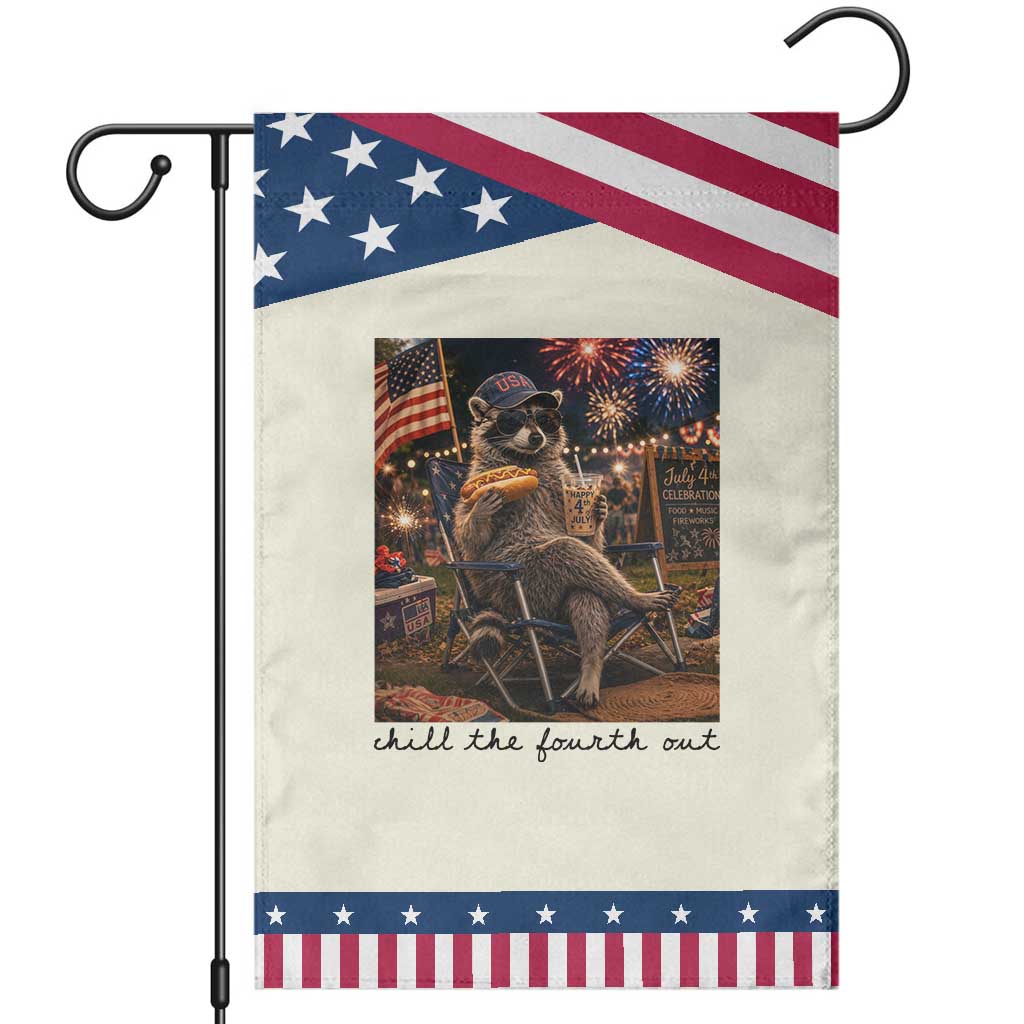 4th of July Raccoon Patriotic Garden Flag Chill The Fourth Out TS14 Modern Beige Blue Print Your Wear
