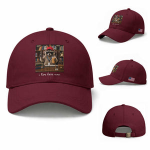 School Librarian Baseball Cap I Live Here Now Back to School TS14 Baseball Cap Universal Fit Maroon Print Your Wear