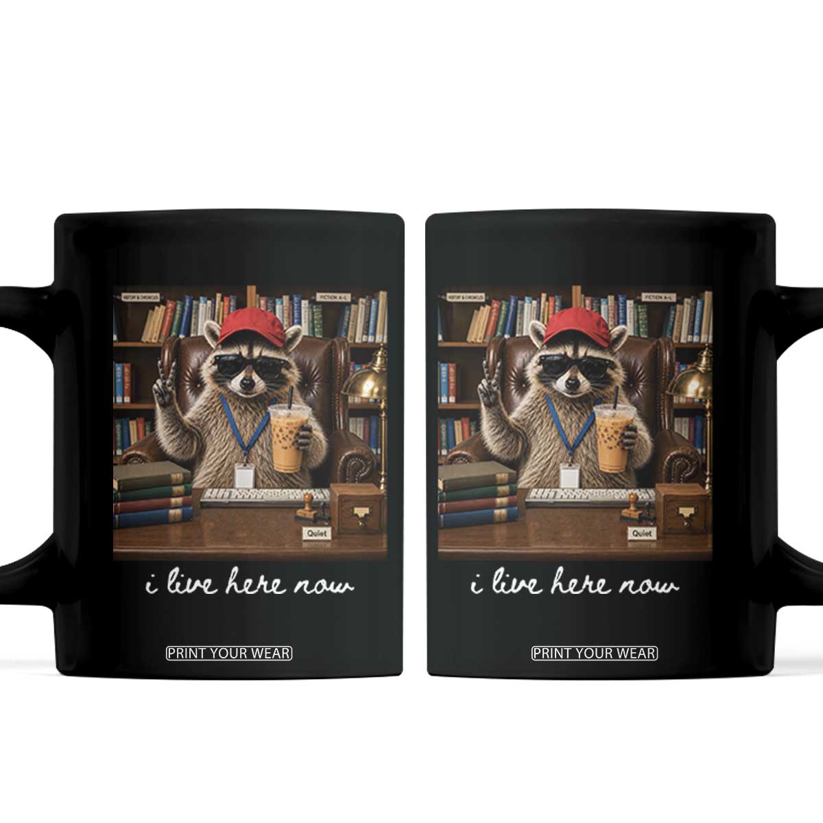 School Librarian Coffee Mug I Live Here Now Back to School TS14 Black Print Your Wear