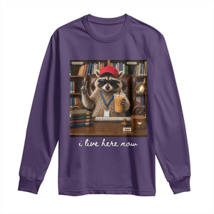 School Librarian Long Sleeve Shirt I Live Here Now Back to School TS14 Purple Print Your Wear