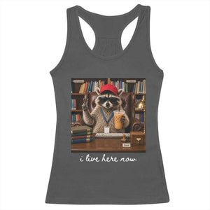 School Librarian Racerback Tank Top I Live Here Now Back to School TS14 Dark Heather Print Your Wear
