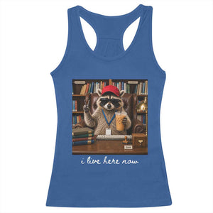 School Librarian Racerback Tank Top I Live Here Now Back to School TS14 Royal Blue Print Your Wear