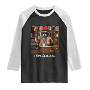 School Librarian Raglan Shirt I Live Here Now Back to School TS14 Black White Print Your Wear